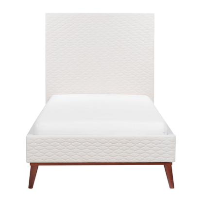 Off White Velvet EU Single Bed 3ft Honeycomb Headboard