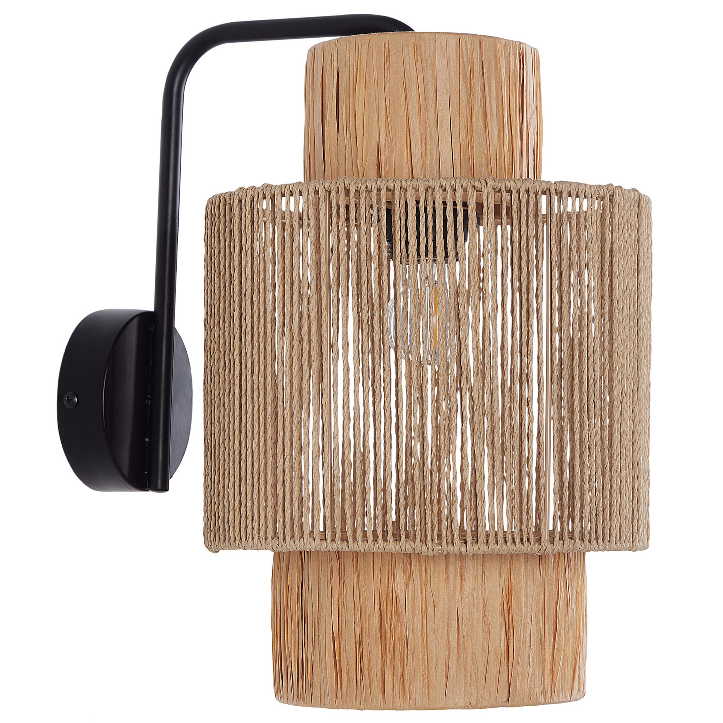 Raffia Wall Lamps Set of 2 Boho Handmade Light Fixtures