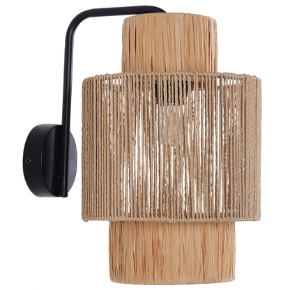 Raffia Wall Lamps Set of 2 Boho Handmade Light Fixtures