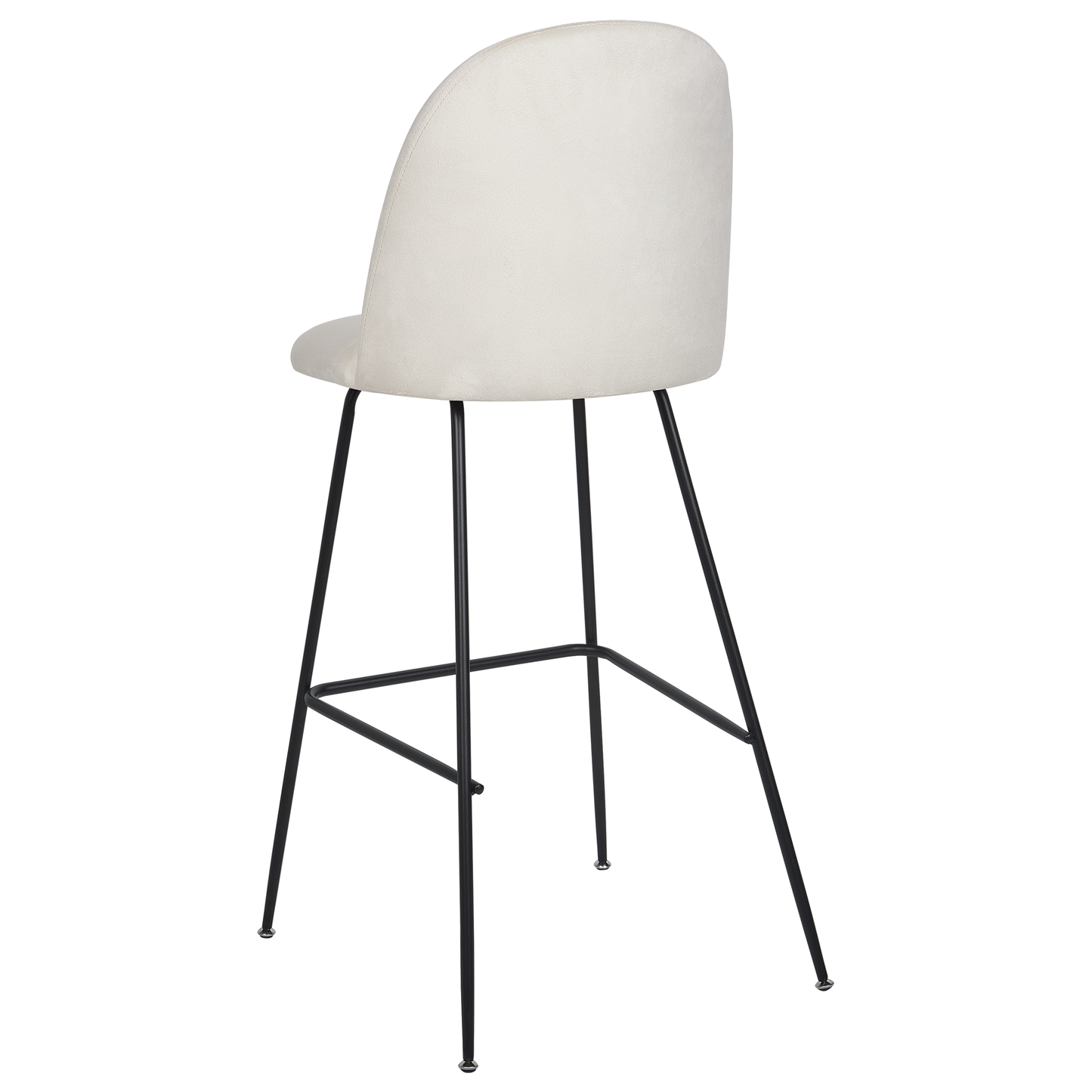 Design Velvet Bar Chairs Set Of 2 Off White Cream Upholstery Black Steel Frame Counter Height