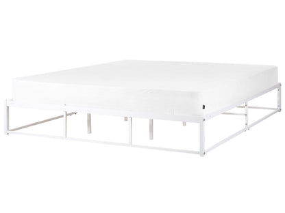 Bed Frame White Metal EU Super King Inbuilt Slats