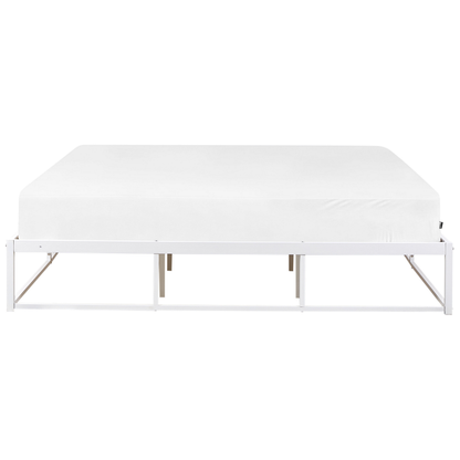 Bed Frame White Metal EU Super King Inbuilt Slats