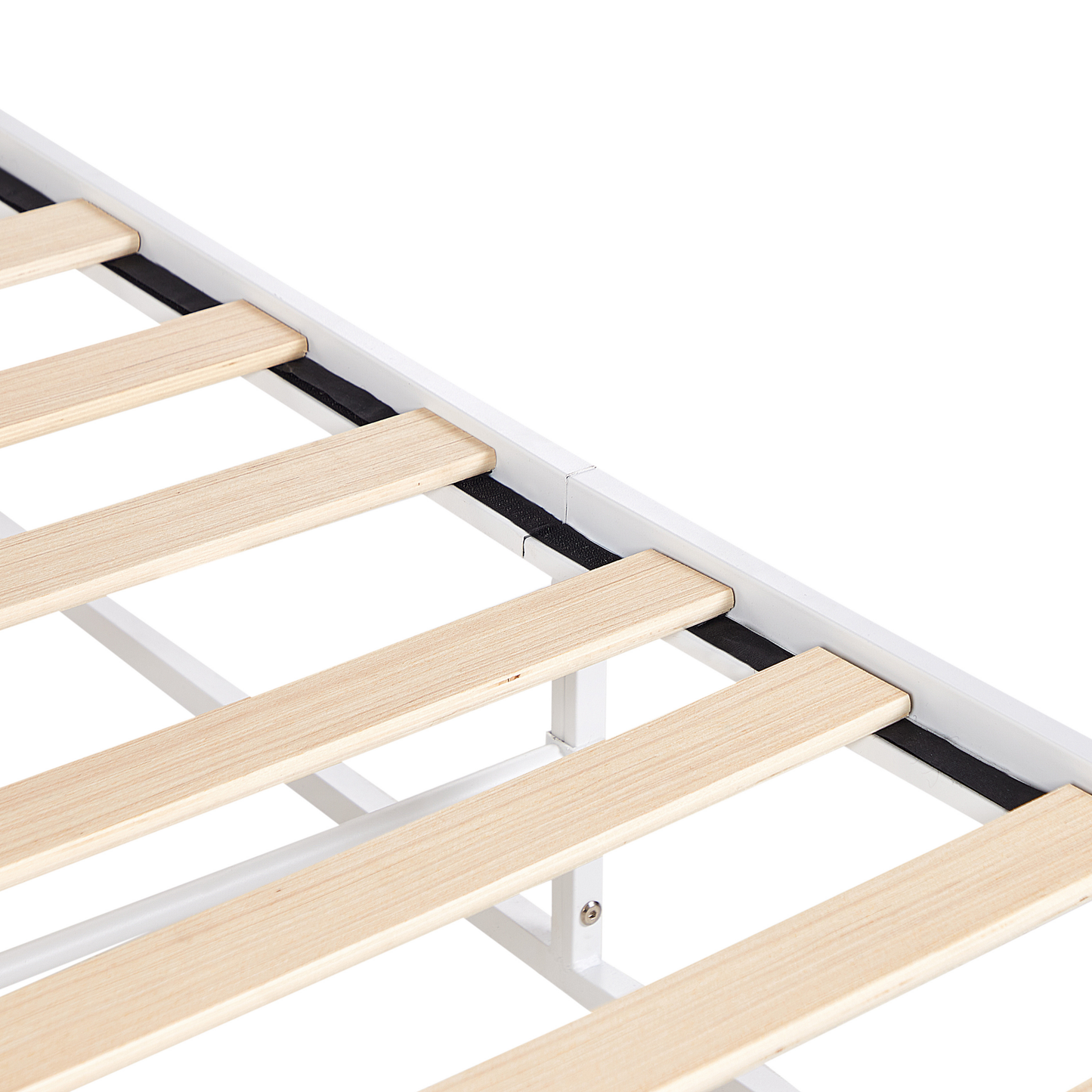 Bed Frame White Metal EU Super King Inbuilt Slats