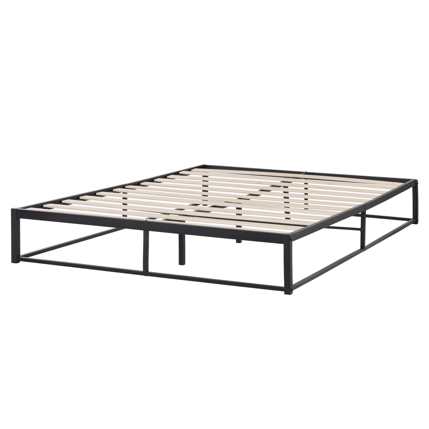 Bed Frame Black Metal EU King 5ft3 Industrial Modern Slats Without Headrest Premium Build