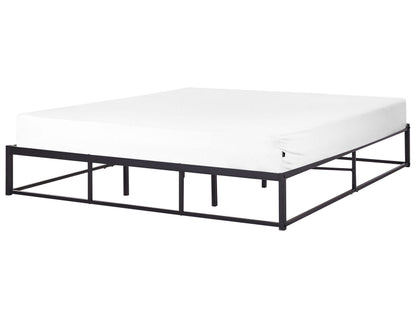 Evermore Metal Bed Frame Black EU Super King 6ft With Inbuilt Slats Modern Industrial