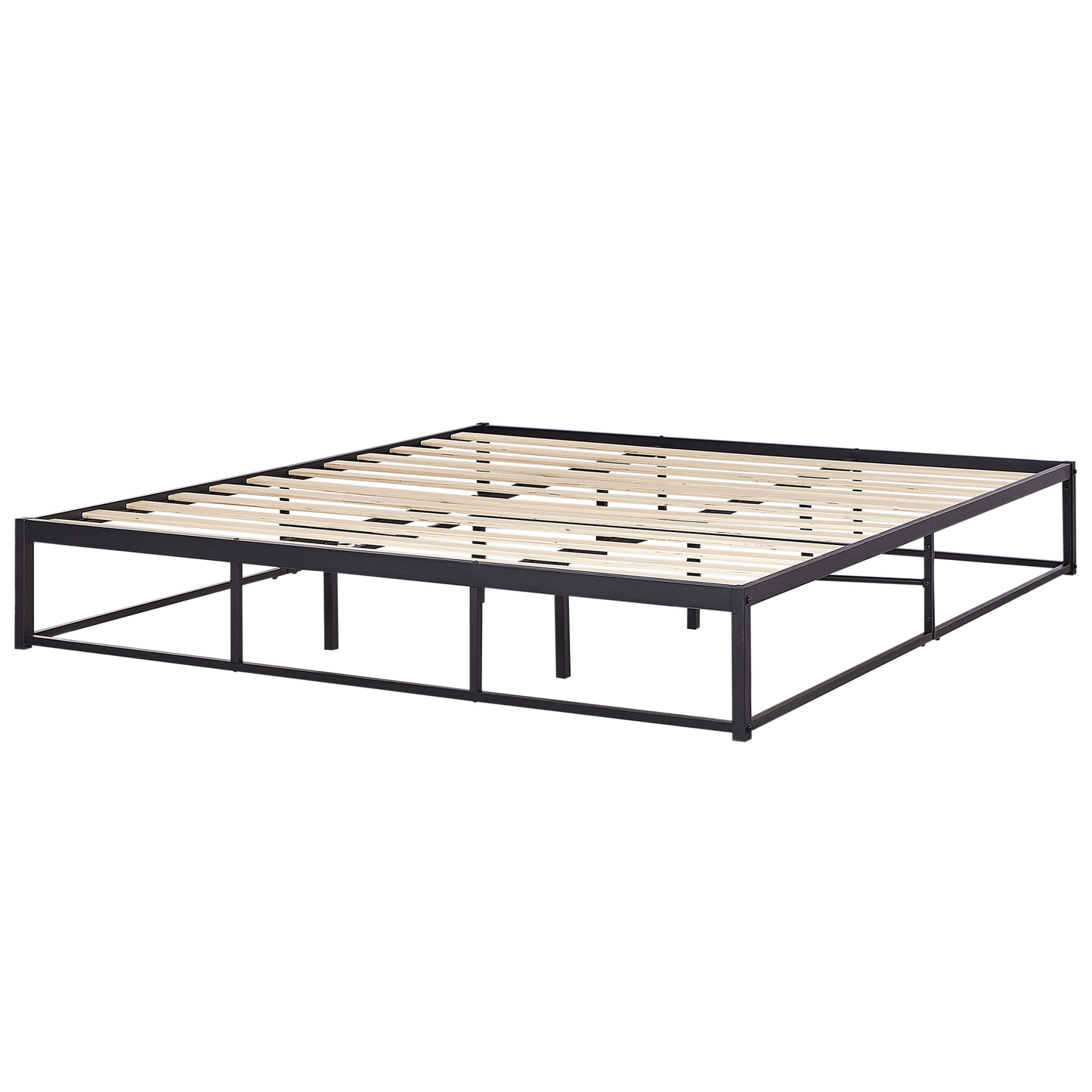 Evermore Metal Bed Frame Black EU Super King 6ft With Inbuilt Slats Modern Industrial
