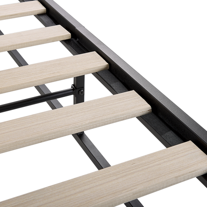 Evermore Metal Bed Frame Black EU Super King 6ft With Inbuilt Slats Modern Industrial