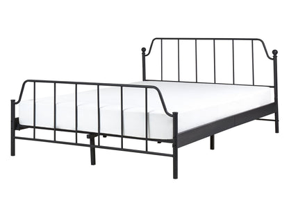 Black Metal Bed Frame With Slats 140 x 200 EU Double