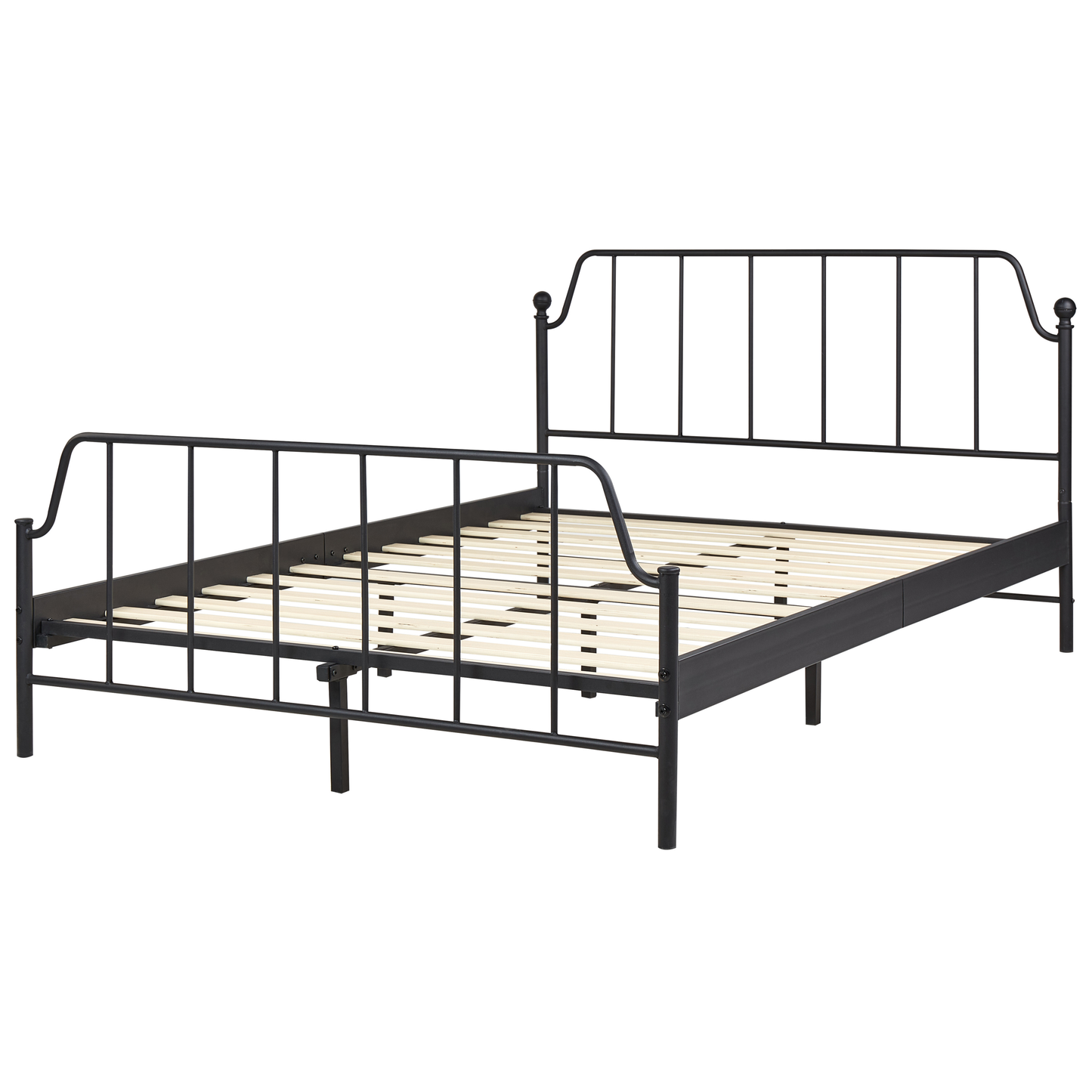 Black Metal Bed Frame With Slats 140 x 200 EU Double