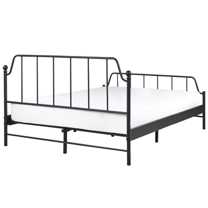 Black Metal Bed Frame With Slats 140 x 200 EU Double