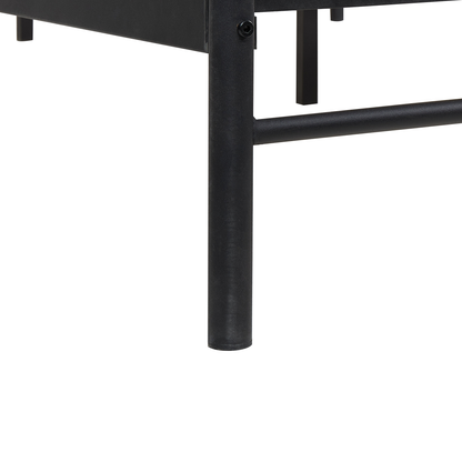 Black Metal Bed Frame With Slats 140 x 200 EU Double