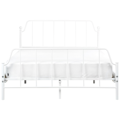 Bed Frame White Metal 140 x 200cm Poplar Slats