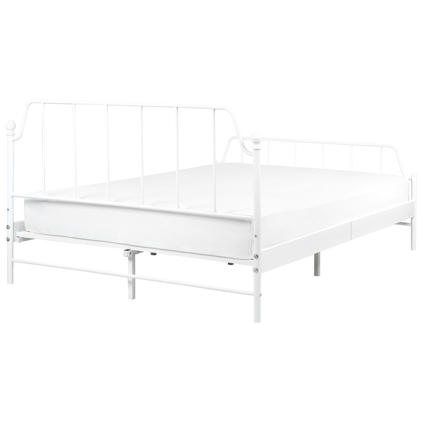 Bed Frame White Metal 140 x 200cm Poplar Slats