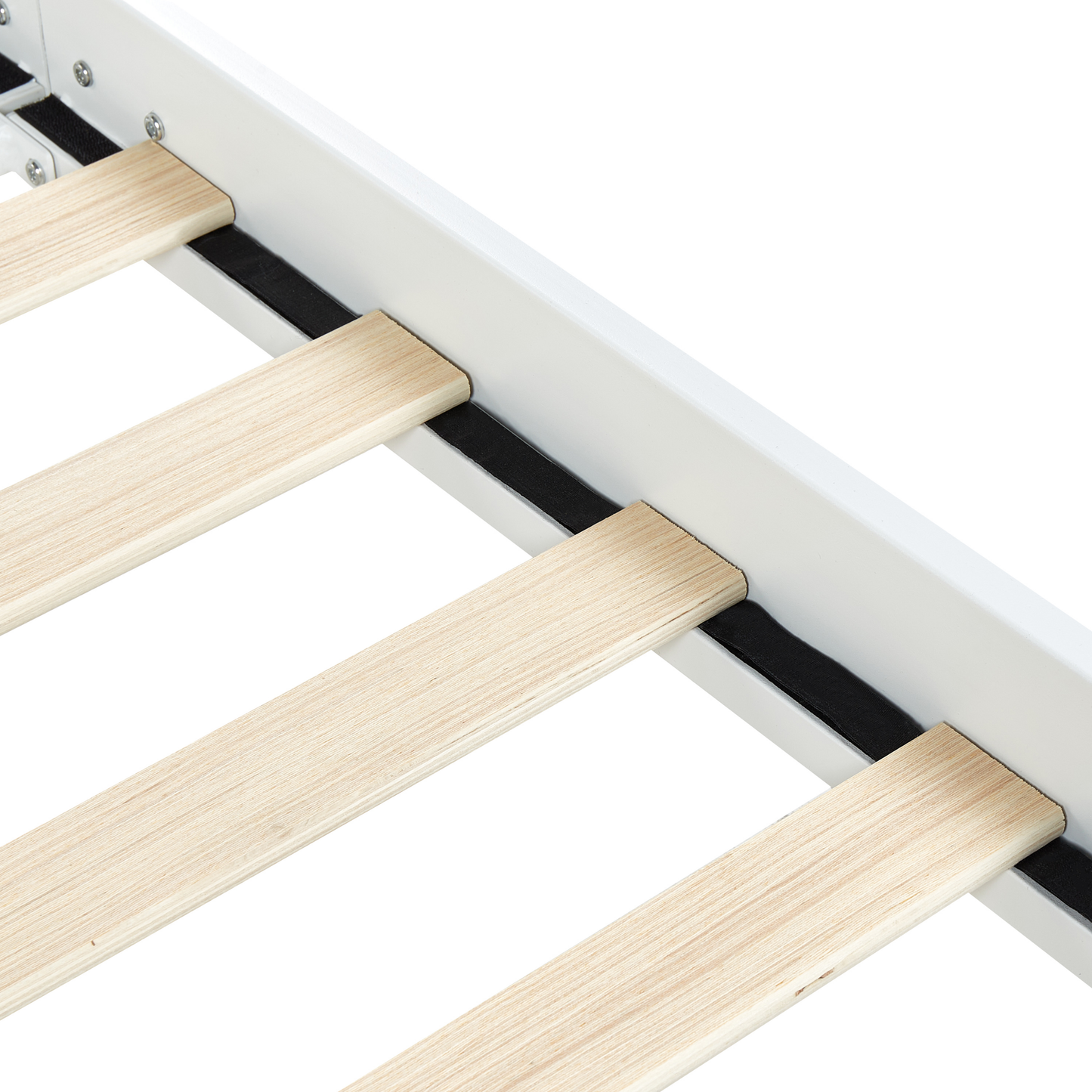 Bed Frame White Metal 140 x 200cm Poplar Slats