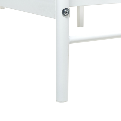 Bed Frame White Metal 140 x 200cm Poplar Slats