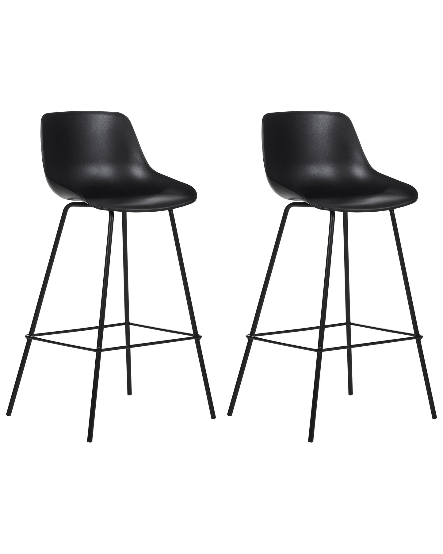 Black Counter Height Bar Stools Set Of 2 With Metal Legs