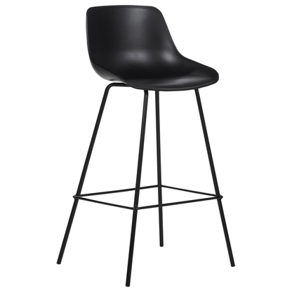 Black Counter Height Bar Stools Set Of 2 With Metal Legs