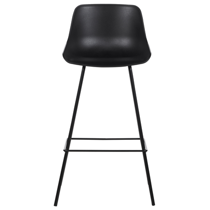 Black Counter Height Bar Stools Set Of 2 With Metal Legs