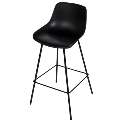Black Counter Height Bar Stools Set Of 2 With Metal Legs