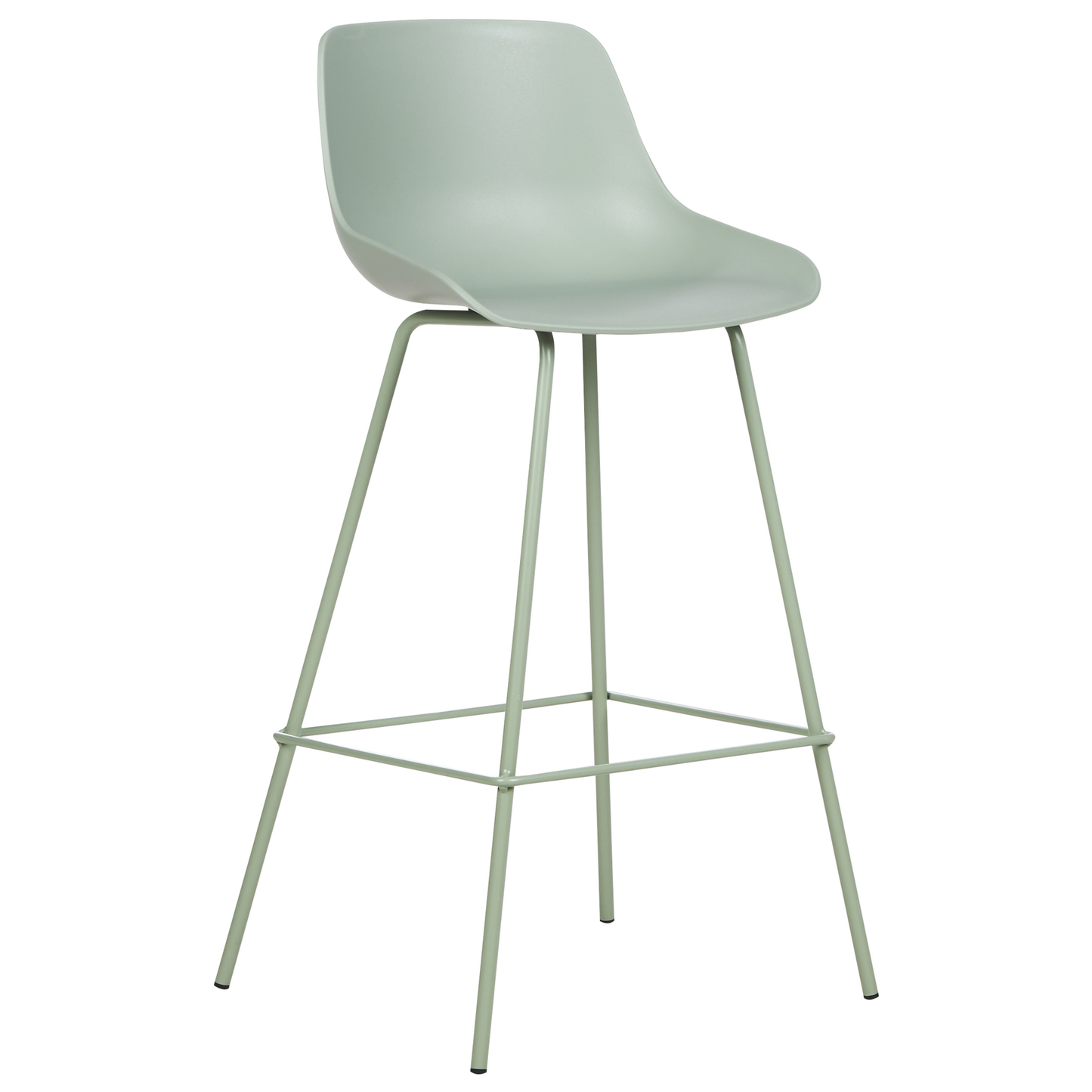 Set Of 2 Bar Chairs Light Green Plastic Seats Matte Finish With Metal Legs Counter Height Stools
