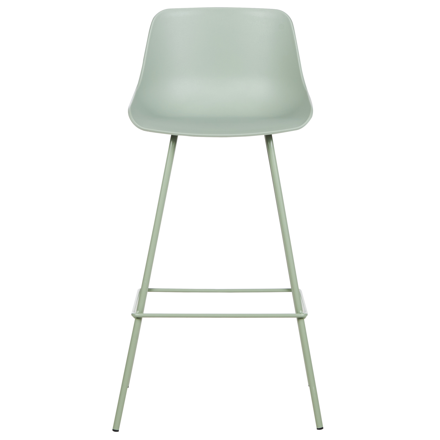 Set Of 2 Bar Chairs Light Green Plastic Seats Matte Finish With Metal Legs Counter Height Stools