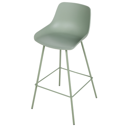 Set Of 2 Bar Chairs Light Green Plastic Seats Matte Finish With Metal Legs Counter Height Stools