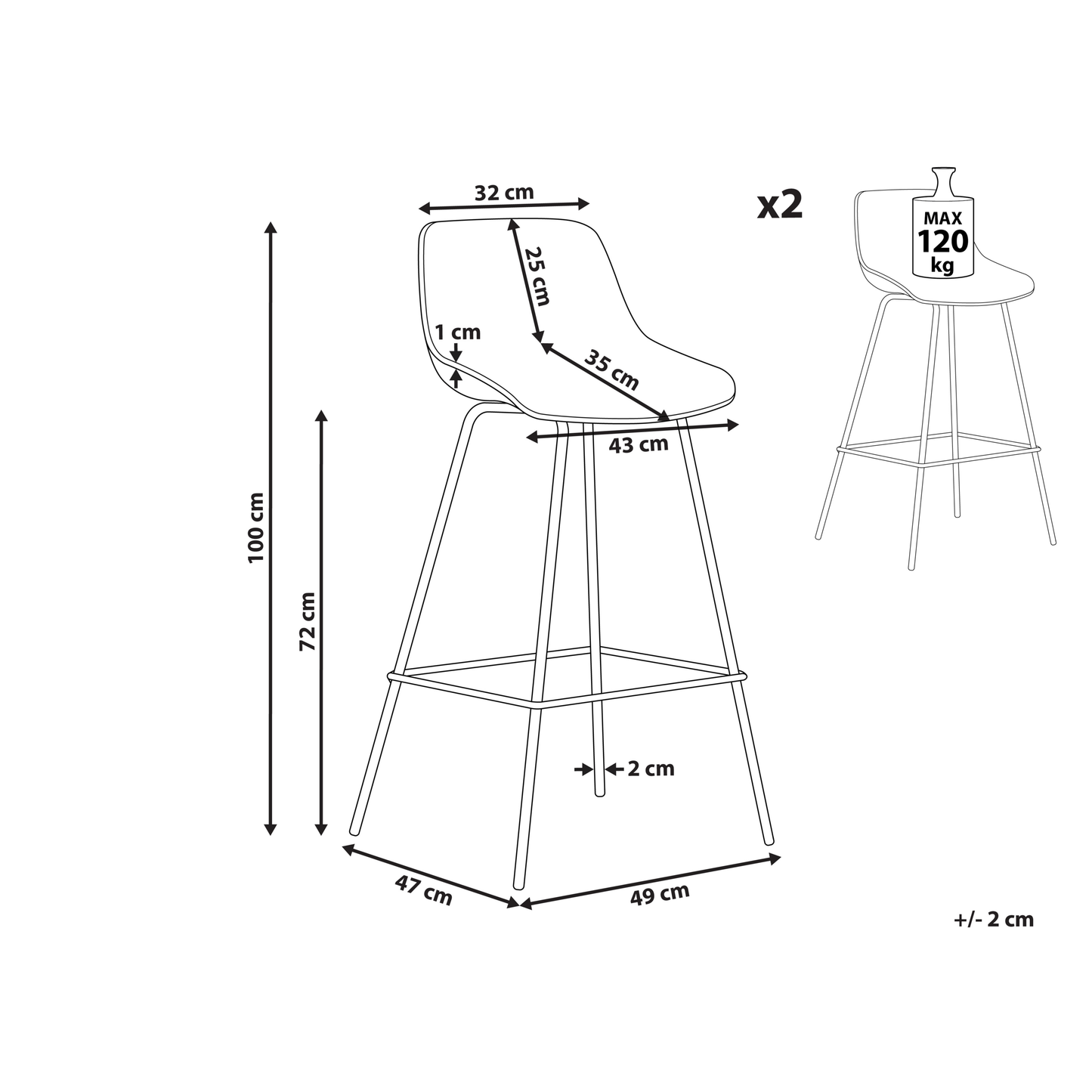 Set Of 2 Bar Chairs Light Green Plastic Seats Matte Finish With Metal Legs Counter Height Stools