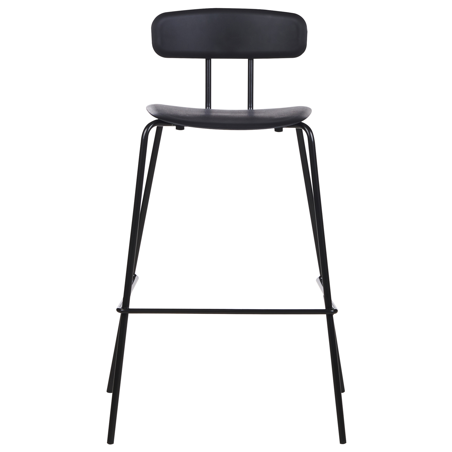 Set of 2 Black Plastic Seat Counter Bar Stools Metal Legs