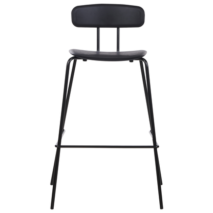 Set of 2 Black Plastic Seat Counter Bar Stools Metal Legs