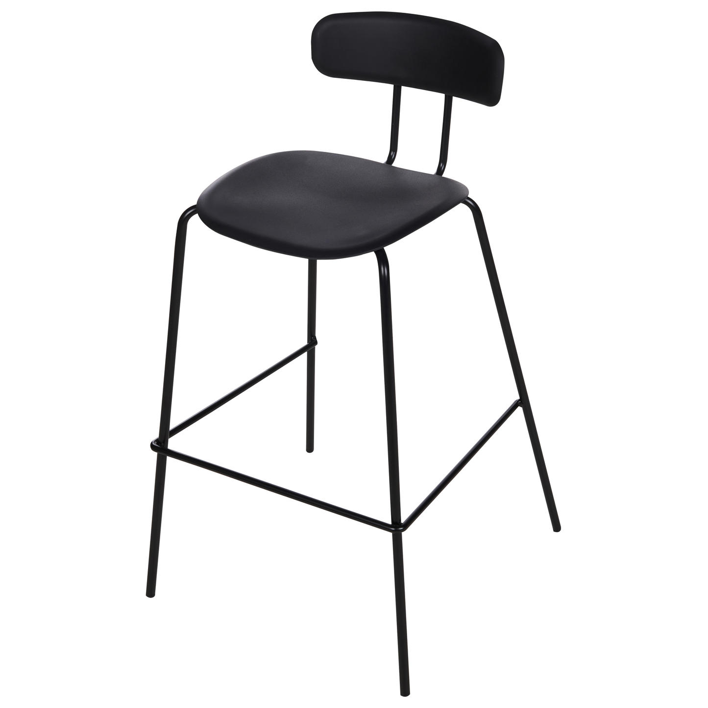 Set of 2 Black Plastic Seat Counter Bar Stools Metal Legs