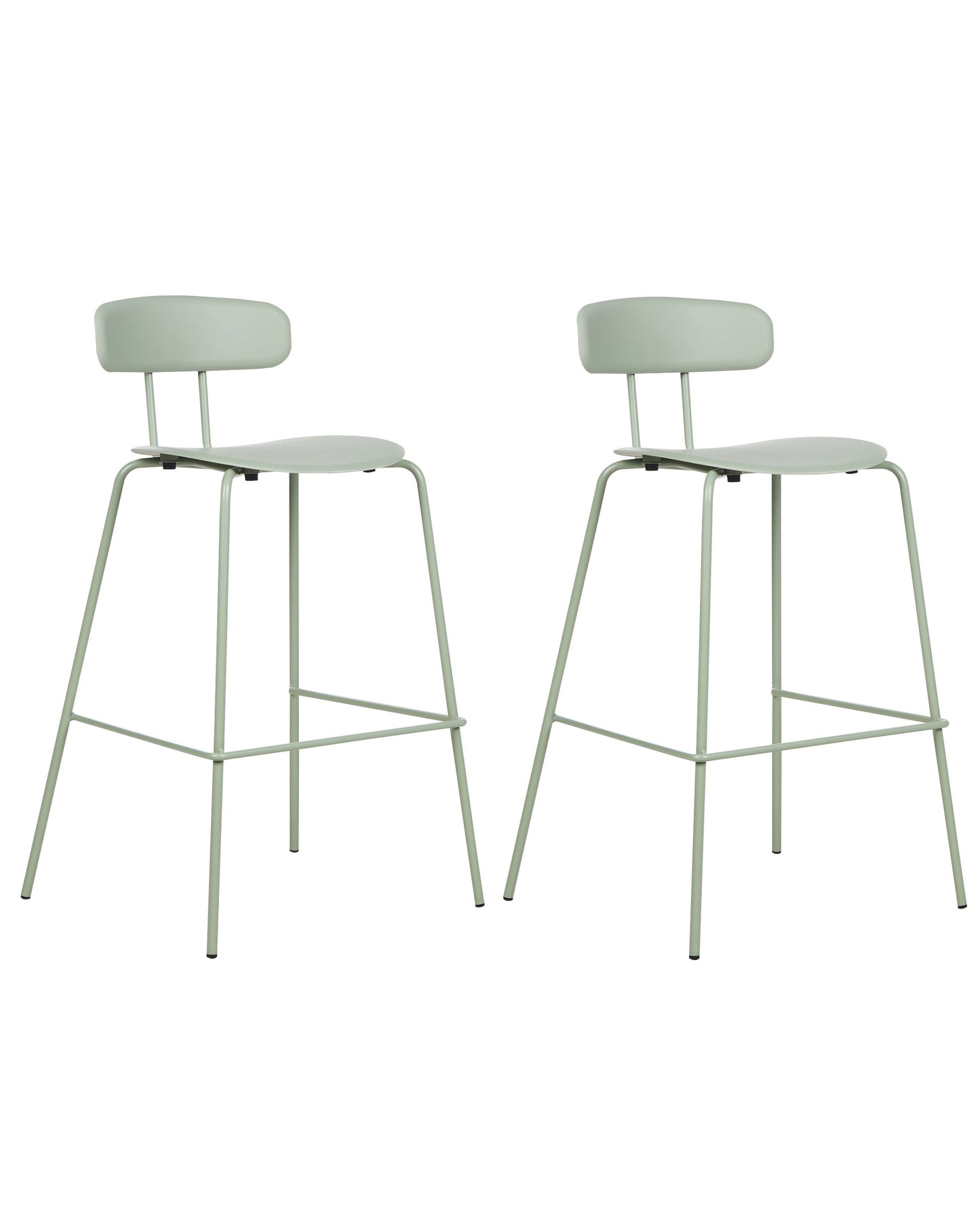 Set Of 2 Light Green Bar Chairs Counter Height With Metal Legs