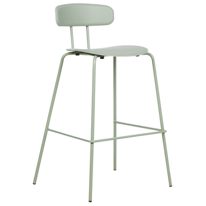 Set Of 2 Light Green Bar Chairs Counter Height With Metal Legs