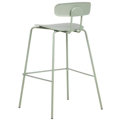 Set Of 2 Light Green Bar Chairs Counter Height With Metal Legs
