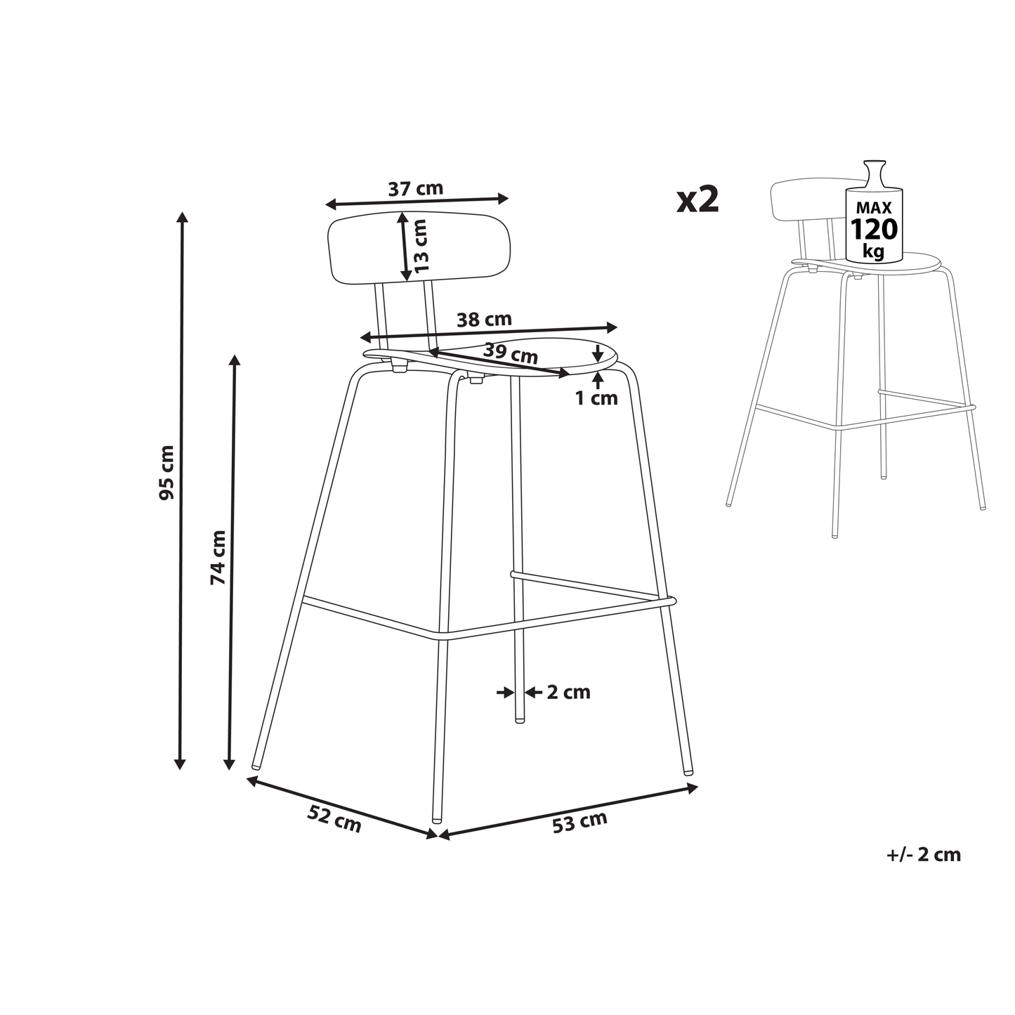 Set Of 2 Light Green Bar Chairs Counter Height With Metal Legs