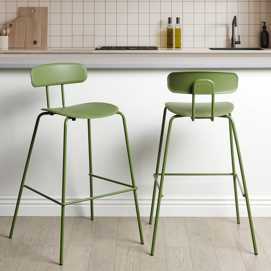 Greenline Bar Stools Set of 2 Counter Height Green Plastic Seats
