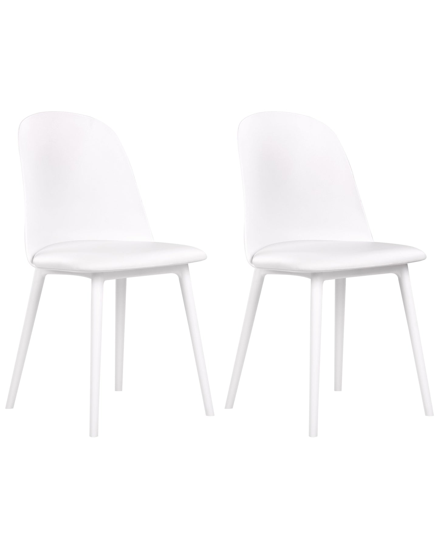 Set Of 2 White Leatherette Padded Dining Chairs No Arm Modern Minimalist Kitchen