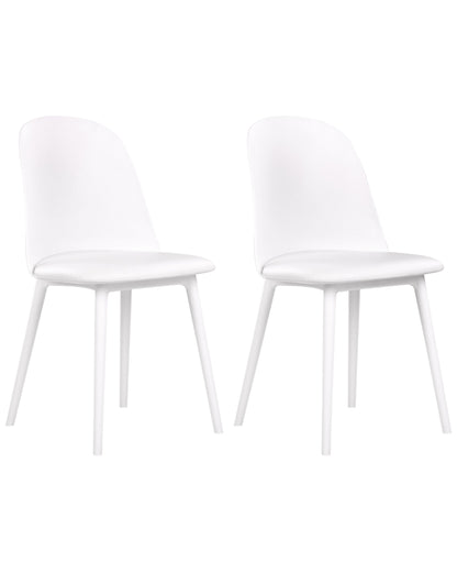 Set Of 2 White Leatherette Padded Dining Chairs No Arm Modern Minimalist Kitchen