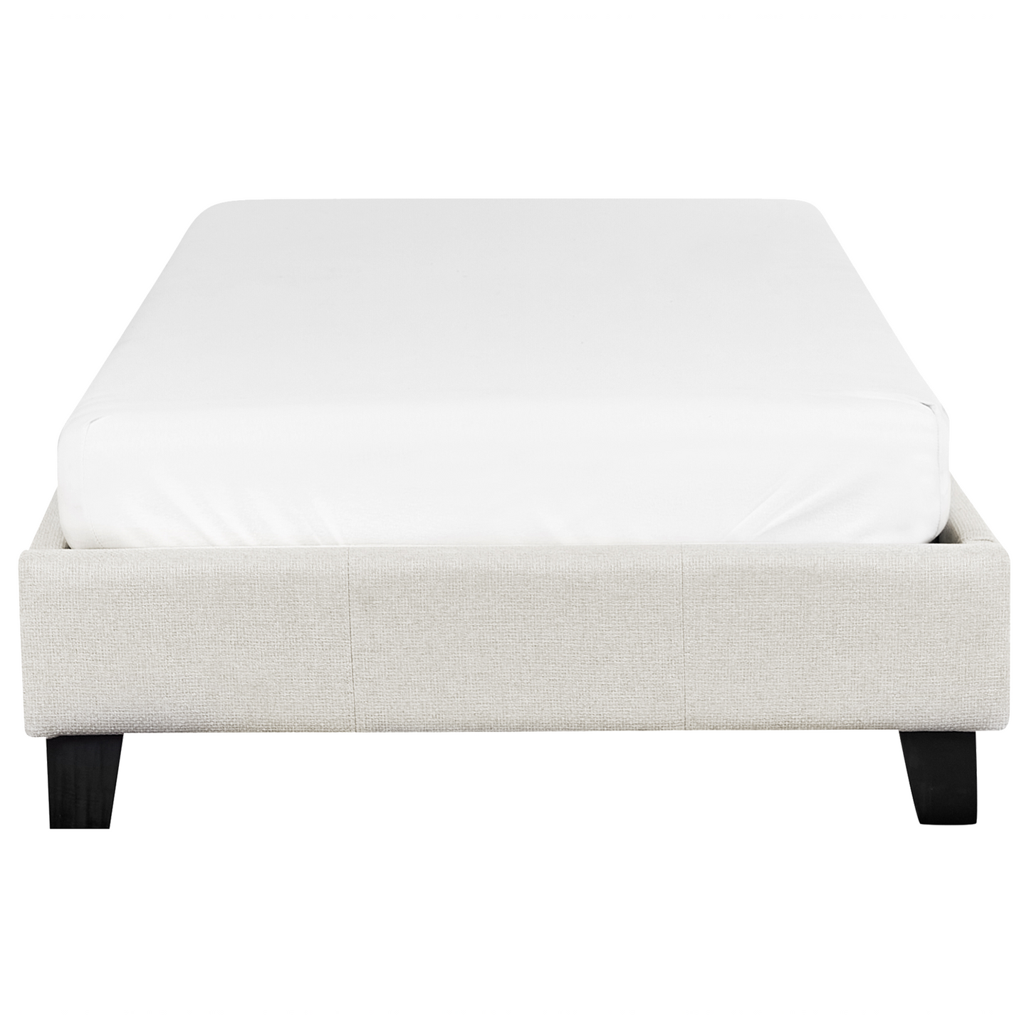 EU Single Size Bed 3ft Light Beige Fabric Slatted Frame No Headboard