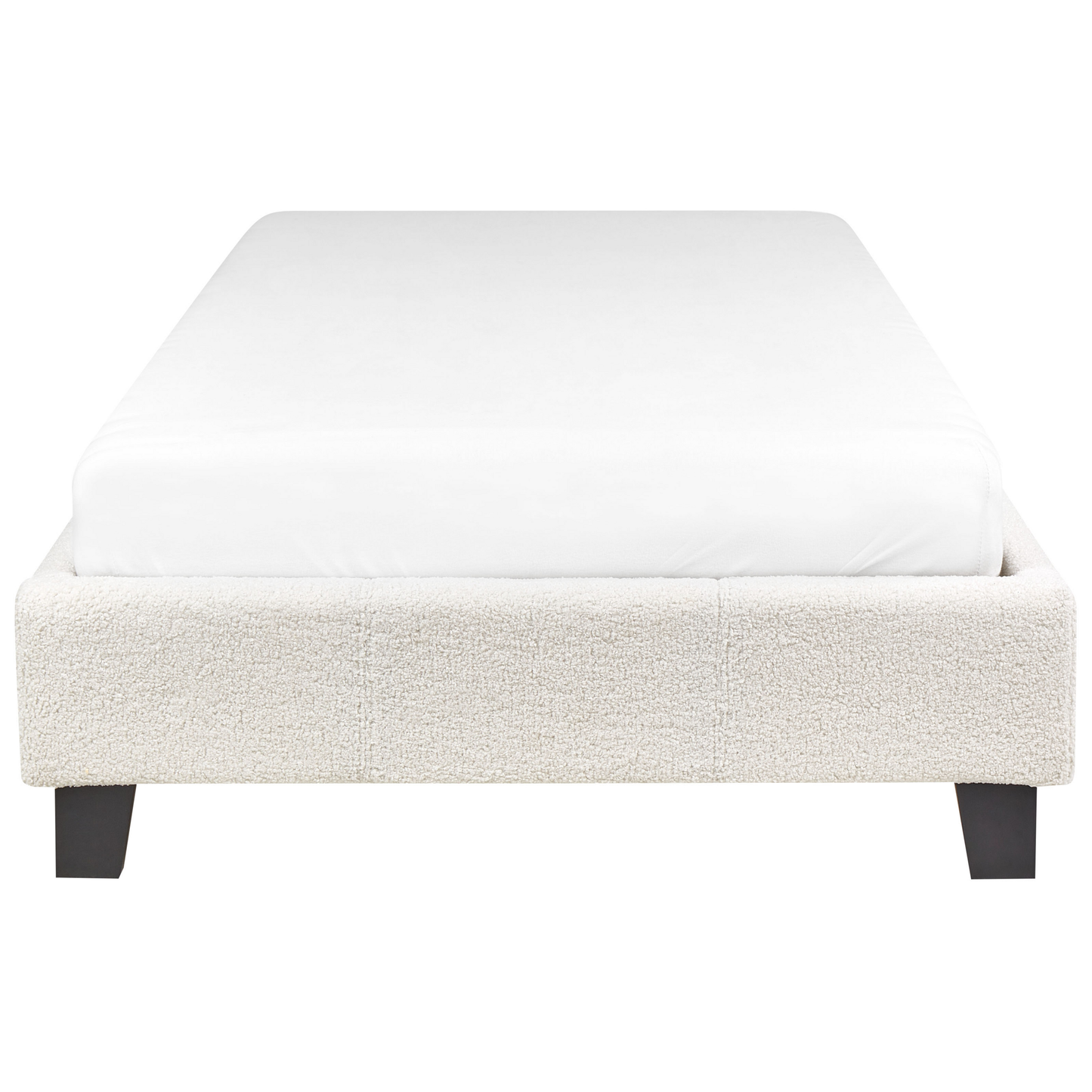 EU Single Size Bed 3ft Light Beige Boucle Slatted Frame Without Headboard