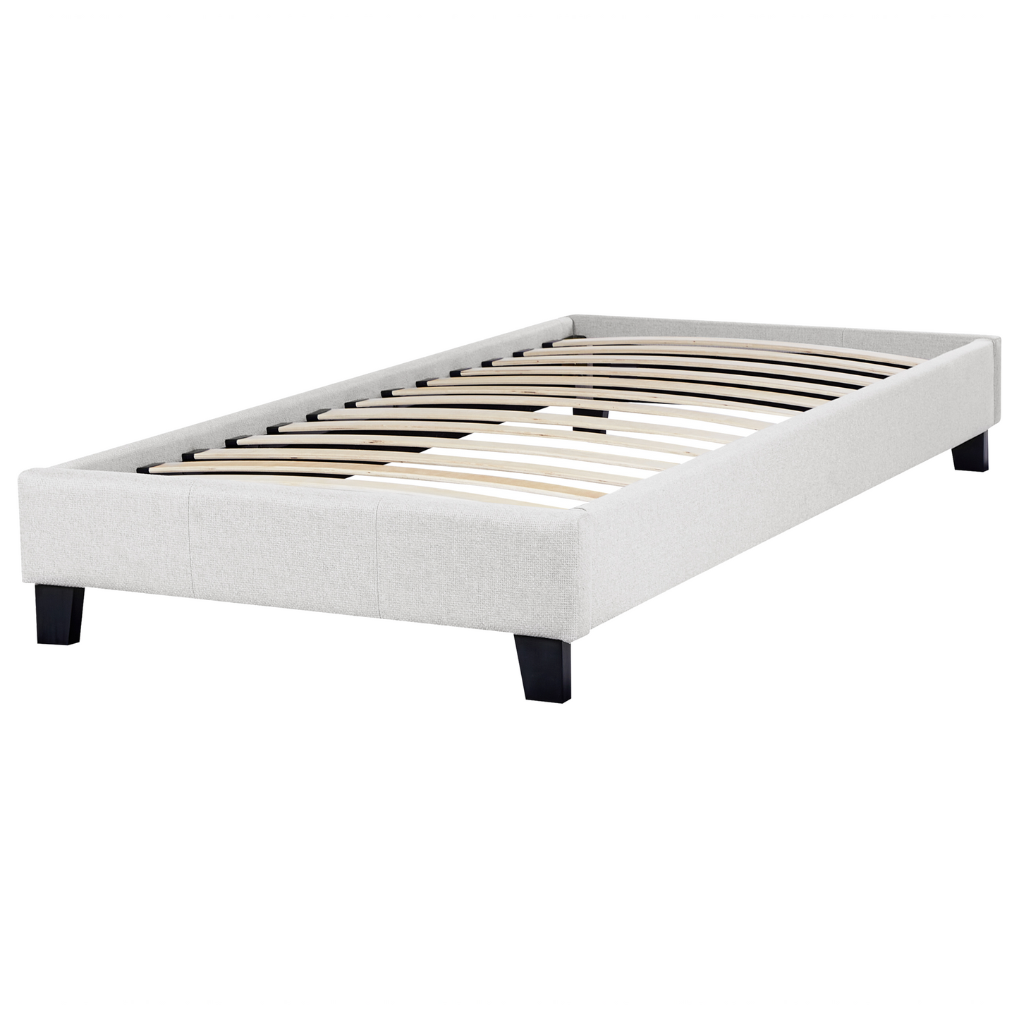 EU Single Bed 3ft Light Grey Slatted Frame No Headboard