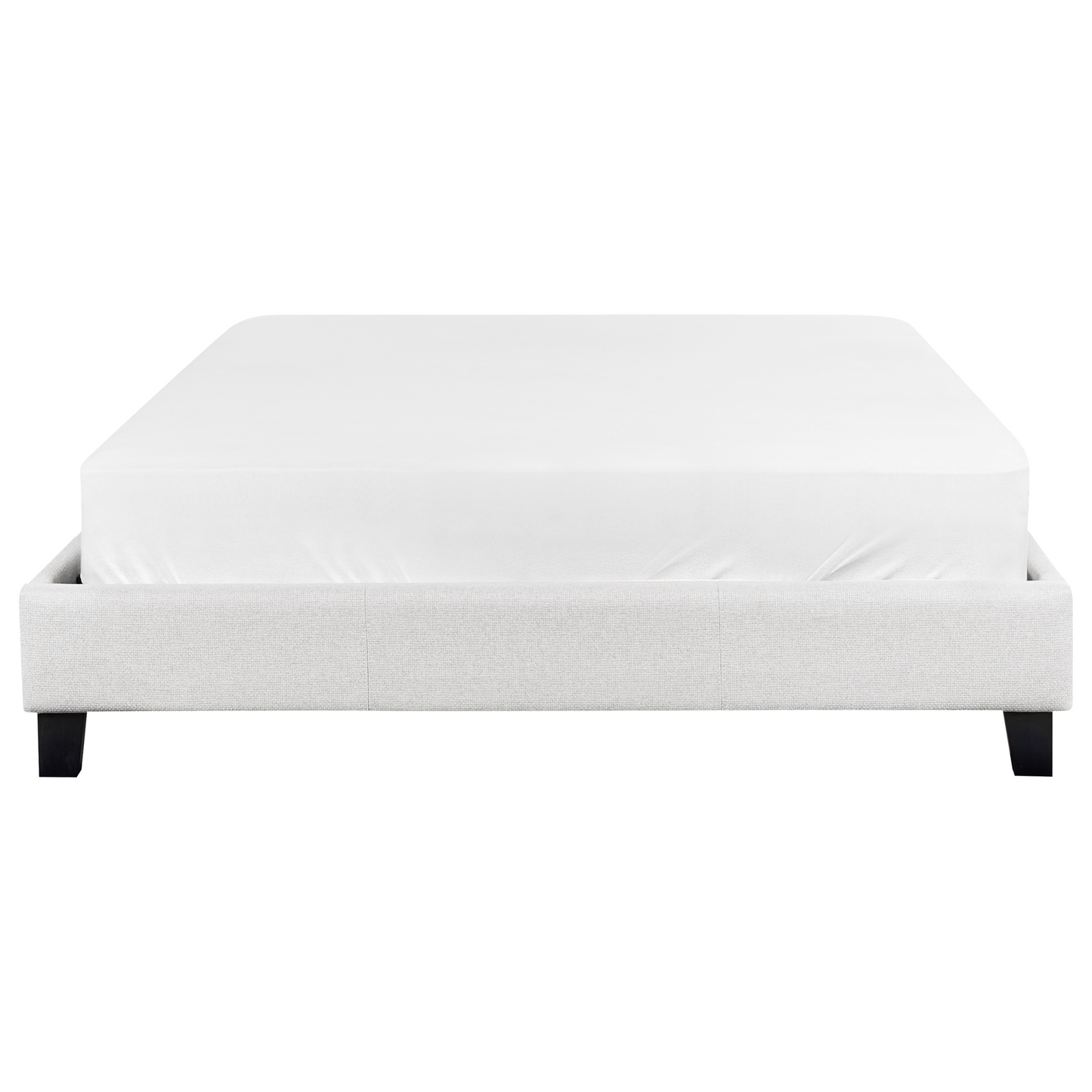 EU Double Size Bed 4ft6 Light Grey Fabric Slatted Frame Without Headboard Modern Minimalist Design