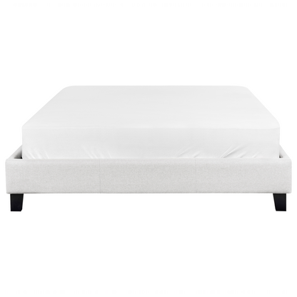 EU Double Size Bed 4ft6 Light Grey Fabric Slatted Frame Without Headboard Modern Minimalist Design