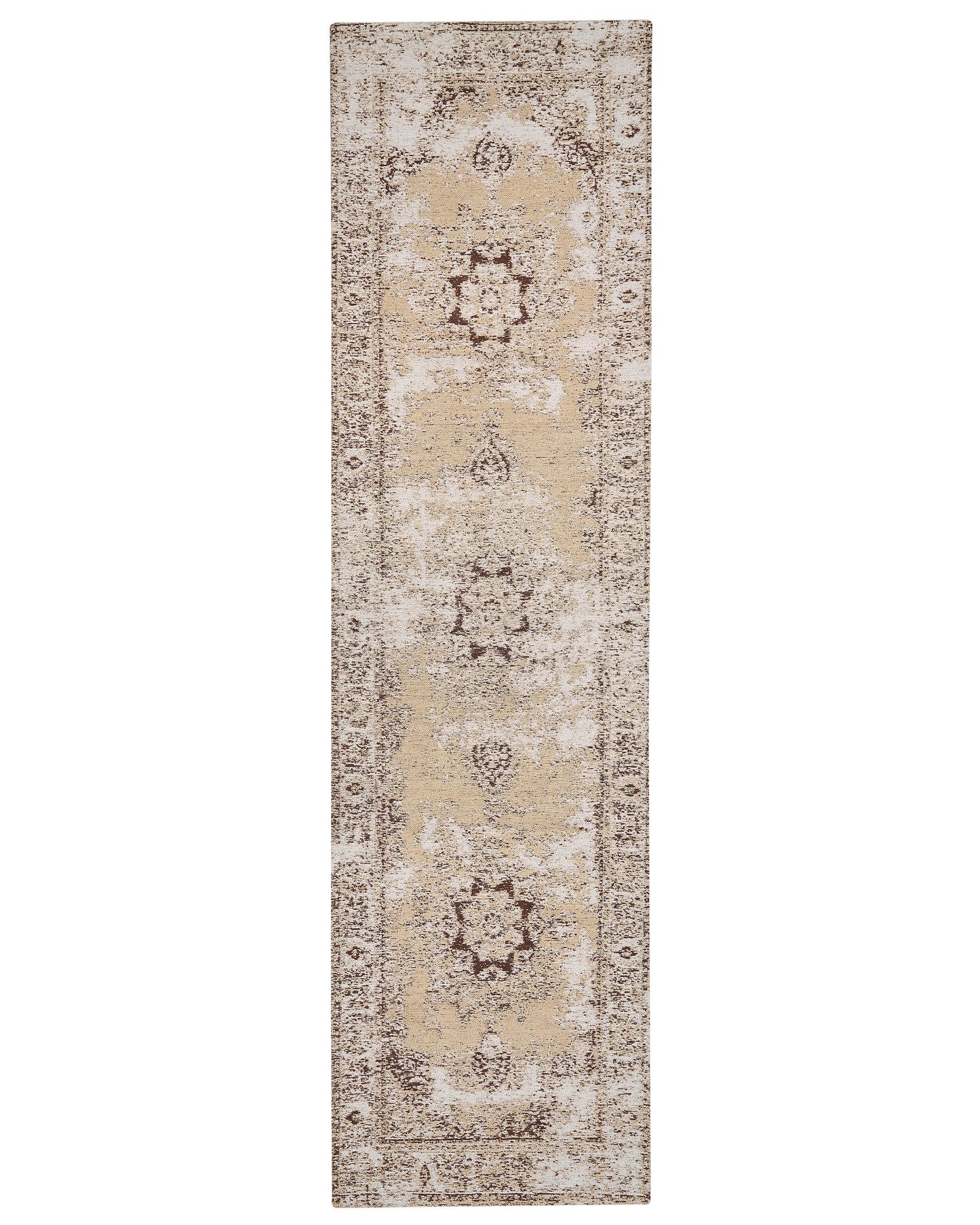Runner Rug Beige 80 x 300cm Oriental Distressed