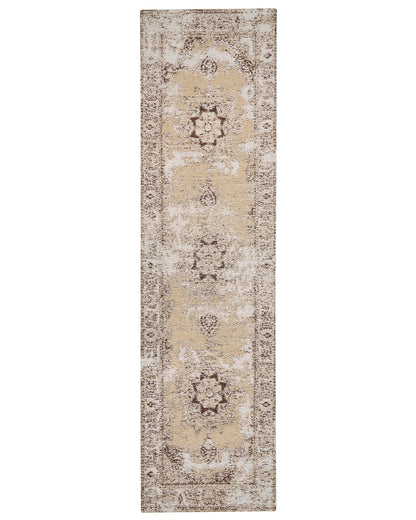 Runner Rug Beige 80 x 300cm Oriental Distressed