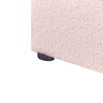 Slatted Bed Frame Pink Boucle Upholstered Ottoman Storage 3Ft EU Single