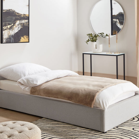 Slatted Upholstered Bed Frame Light Grey 3ft Single Ottoman