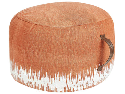 Pouffe Cotton White Orange 50 x 30cm Gradient Printed Pattern