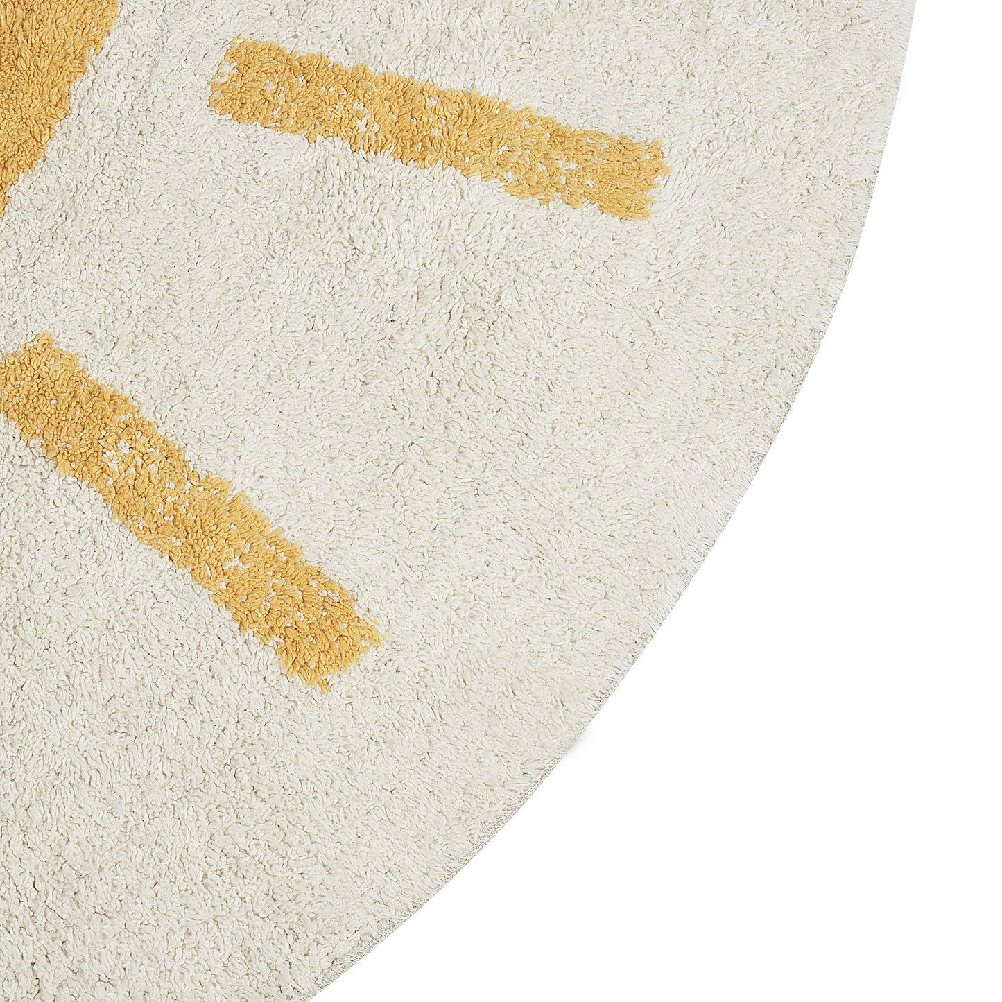 Round Cotton Area Rug 140cm Beige Yellow Kids Room