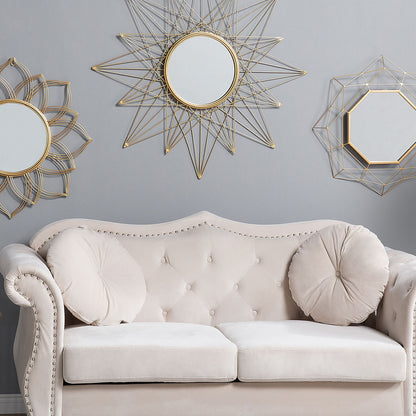 Gold Wall Mounted Mirror 67cm Round Flower Shape