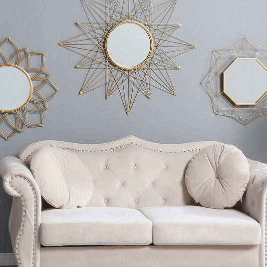 Gold Wall Mounted Mirror 67cm Round Flower Shape